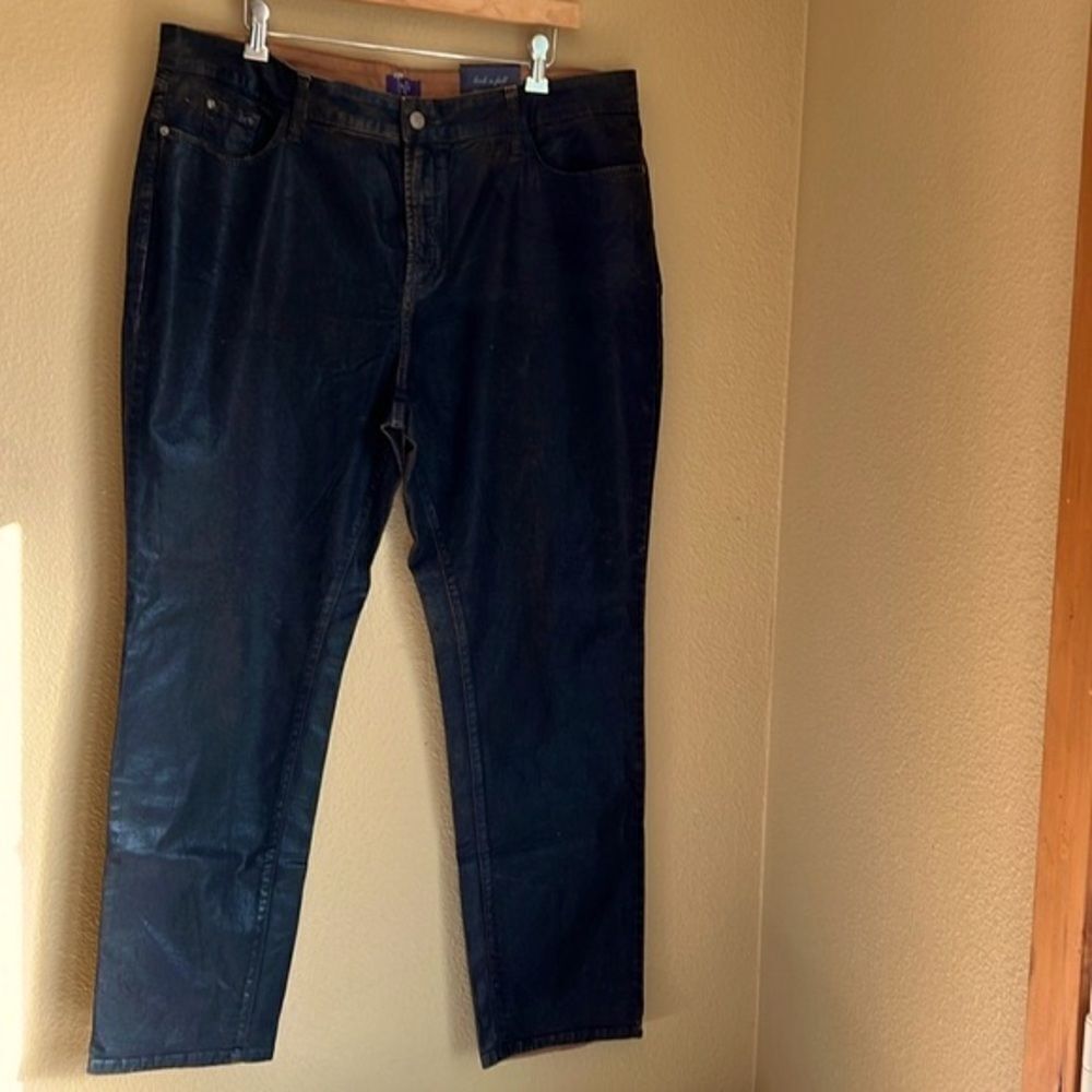 NYDJ‎ Beat Leather Brown Jeans 18W Skinny